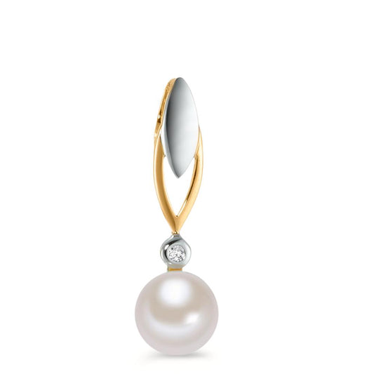 wisiorek złoto żółte 375/9 K Diament 0.01 ct, w-si Perła hodowana w wodzie słodkiej