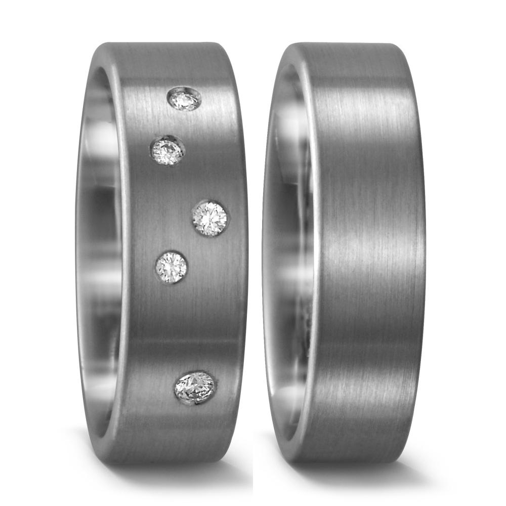 obrączka partnerska pallad 950 Diament 0.065 ct, 5 kamienie, tw-si