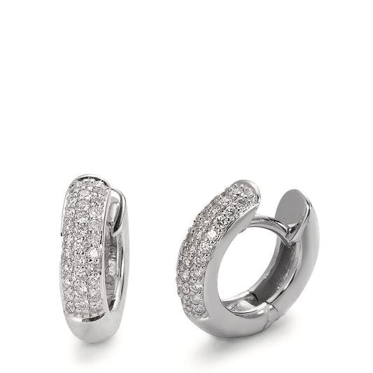 kolczyki koła zatrzaskowe złoto białe 750/18 K Diament 0.30 ct, 60 kamienie, w-si
