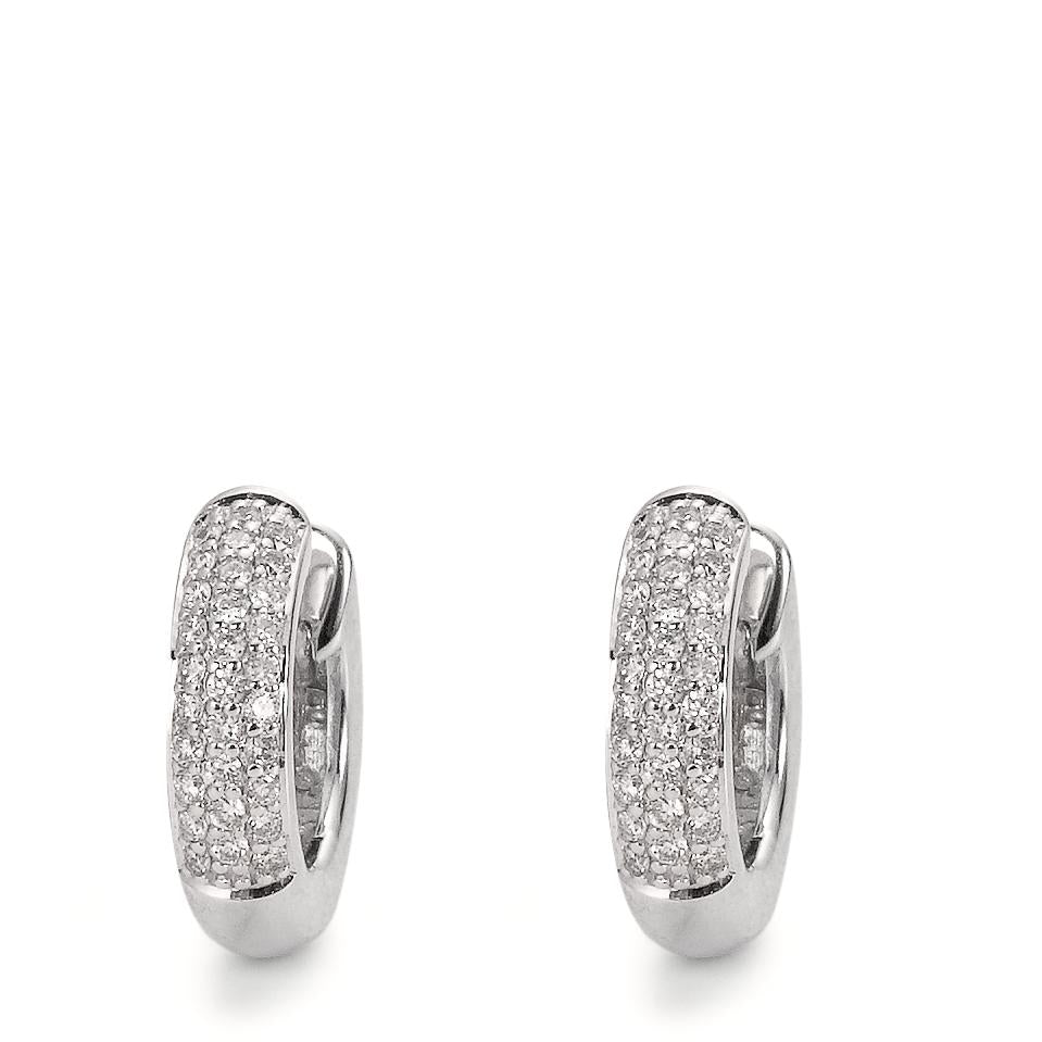 kolczyki koła zatrzaskowe złoto białe 750/18 K Diament 0.30 ct, 60 kamienie, w-si