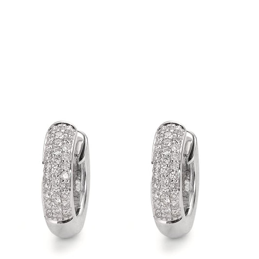 kolczyki koła zatrzaskowe złoto białe 750/18 K Diament 0.30 ct, 60 kamienie, w-si