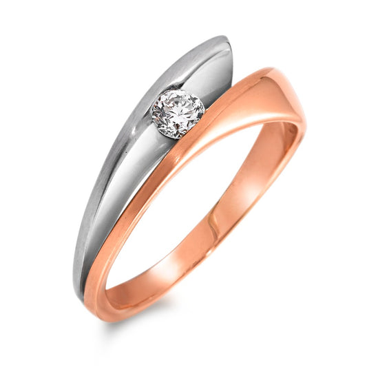 pierścionek złoto czerwone 750/18 K, złoto białe 750/18 K Diament 0.15 ct, w-si