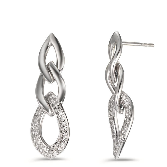 kolczyki wiszące złoto białe 750/18 K Diament 0.70 ct, 108 kamienie, w-si