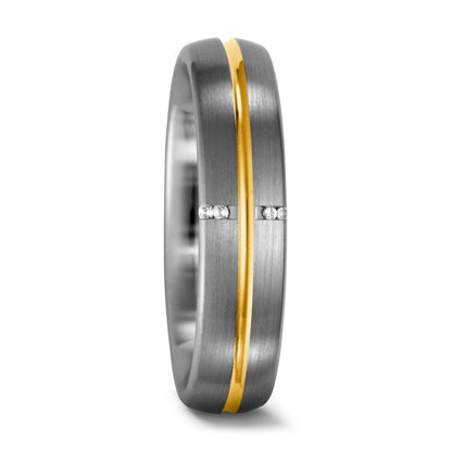 pierścionek pallad 950, złoto żółte 750/18 K Diament 0.02 ct, 4 kamienie, tw-vsi