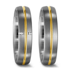 pierścionek pallad 950, złoto żółte 750/18 K Diament 0.02 ct, 4 kamienie, tw-vsi