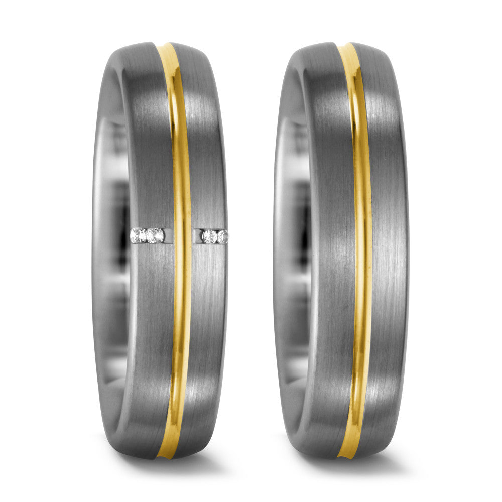 pierścionek pallad 950, złoto żółte 750/18 K Diament 0.02 ct, 4 kamienie, tw-vsi