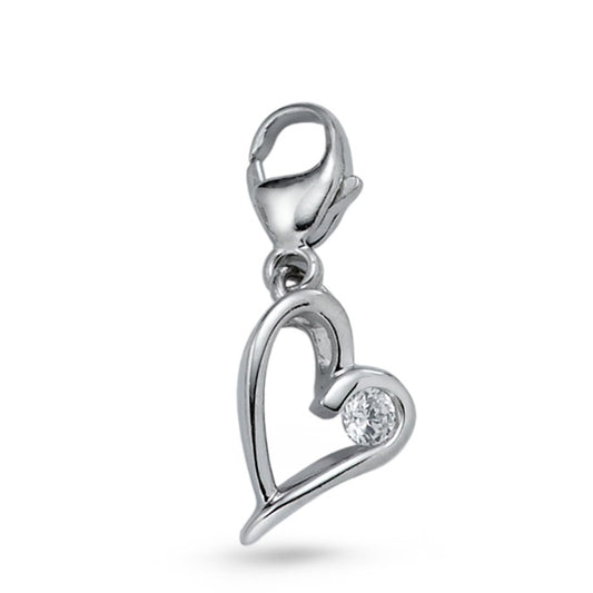 charms srebro Cyrkonia rodowany Serce