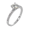 pierścionek złoto białe 750/18 K Moissanit 6 mm, Diament 0.158 ct, 18 kamienie, [Brillant]