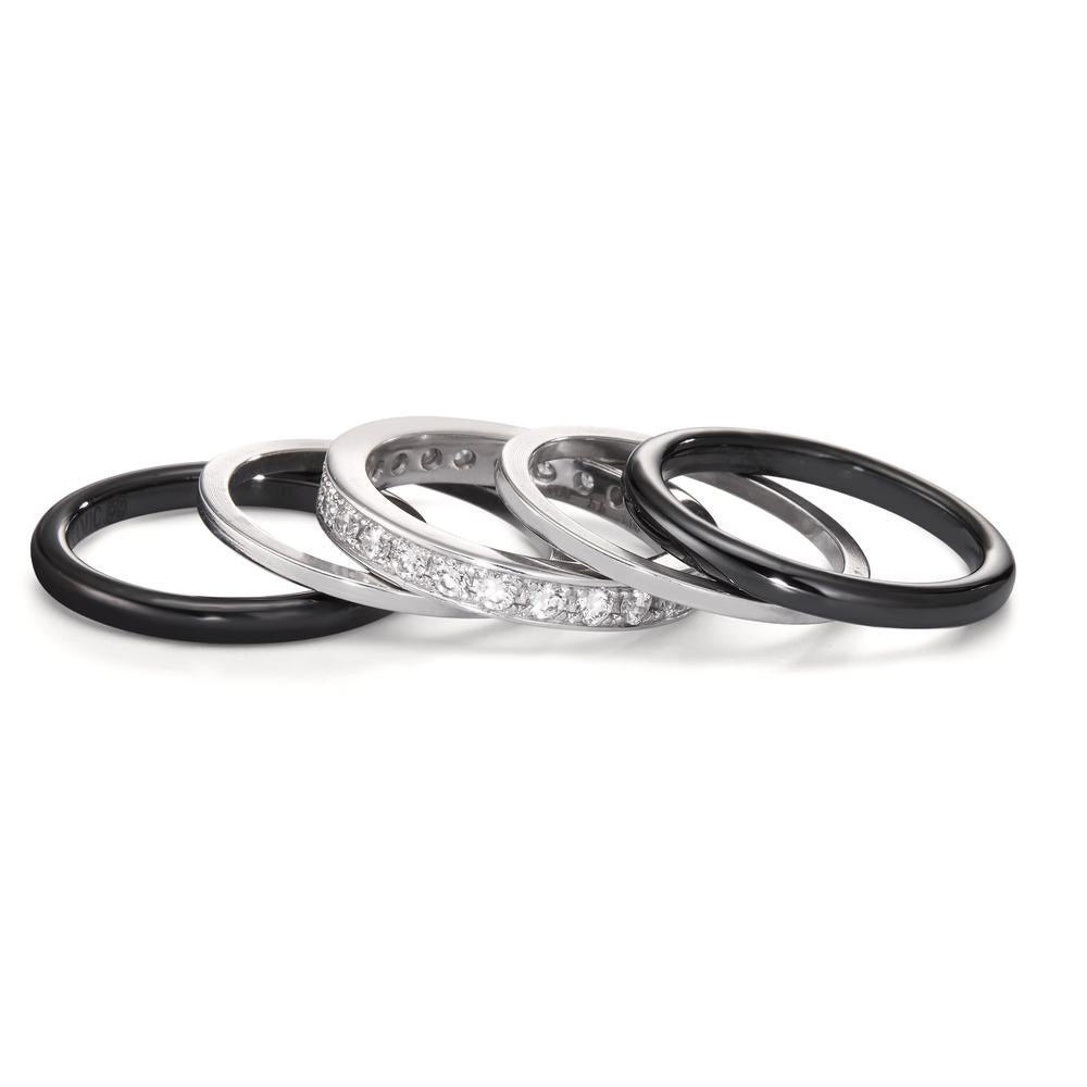 pierścionek pamięci złoto białe 750/18 K Diament biały, 1 ct, 25 kamienie, [Brillant], w-si
