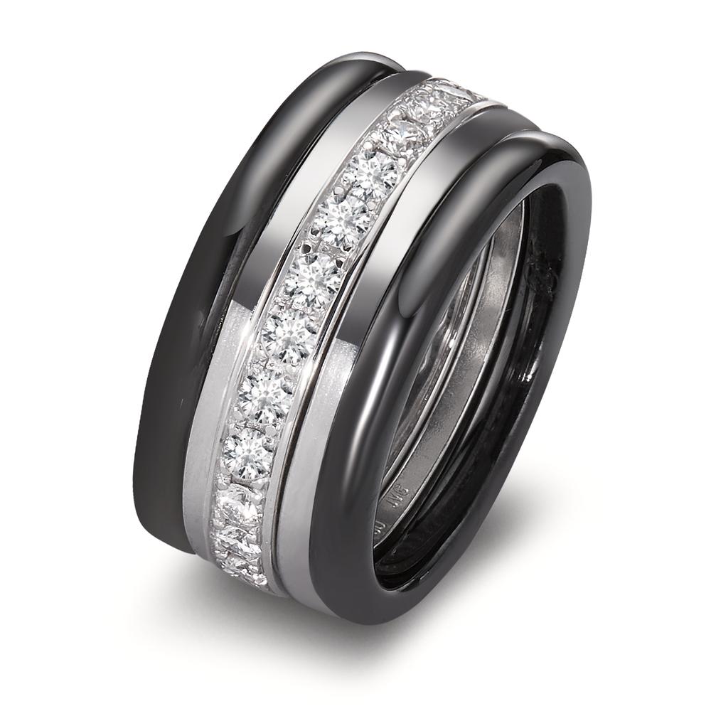 pierścionek pamięci złoto białe 750/18 K Diament biały, 1 ct, 25 kamienie, [Brillant], w-si