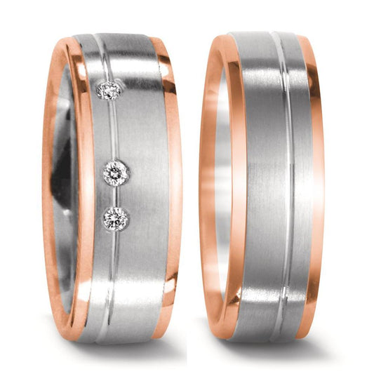 obrączka partnerska złoto białe 750/18 K, złoto czerwone 750/18 K