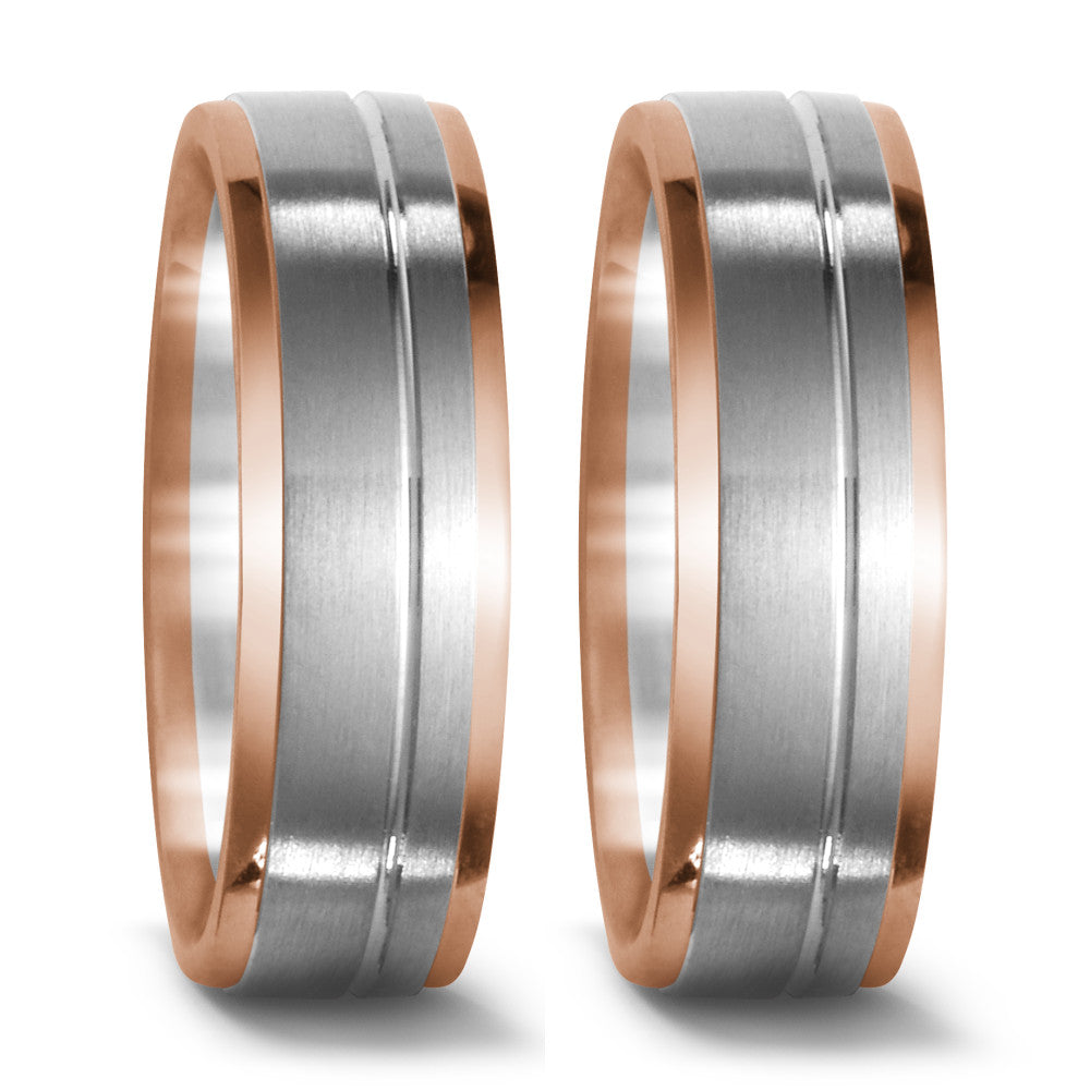obrączka partnerska złoto białe 750/18 K, złoto czerwone 750/18 K