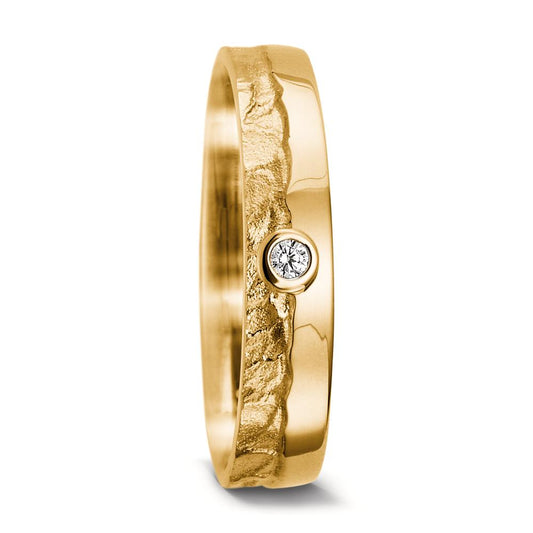 obrączka partnerska złoto żółte 750/18 K Diament 0.037 ct, w-si