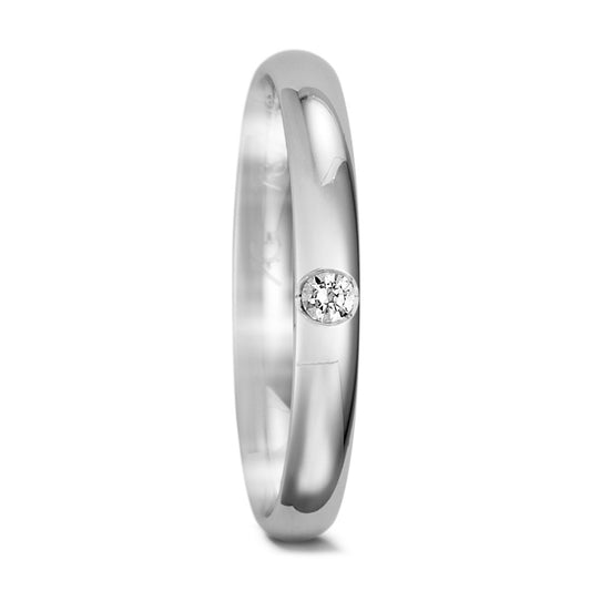 obrączka partnerska złoto białe 750/18 K Diament 0.05 ct, w-si