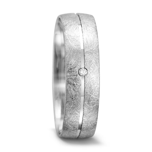 obrączka partnerska złoto białe 750/18 K Diament 0.01 ct, tw-vsi