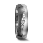 obrączka partnerska pallad 500, złoto białe 375/9 K Diament 0.08 ct, 7 kamienie, tw-vsi