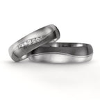 obrączka partnerska pallad 500, złoto białe 375/9 K Diament 0.08 ct, 7 kamienie, tw-vsi