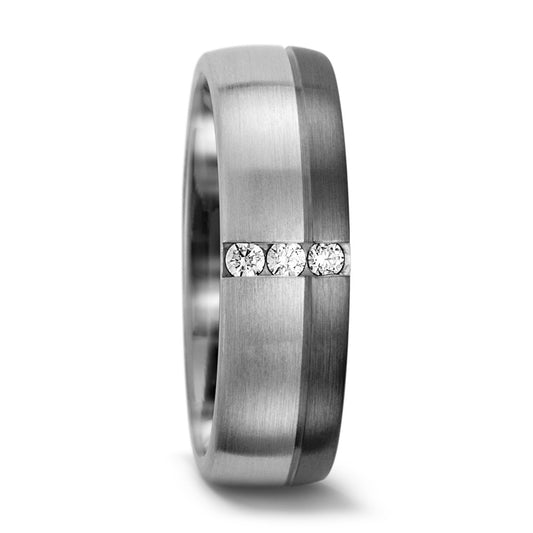 obrączka partnerska pallad 500, złoto białe 375/9 K Diament 0.075 ct, 3 kamienie, tw-vsi