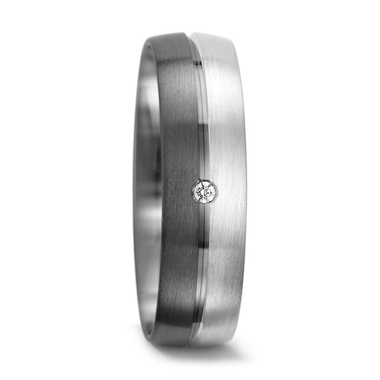 obrączka partnerska złoto białe 375/9 K, pallad 500 Diament 0.01 ct, tw-vsi