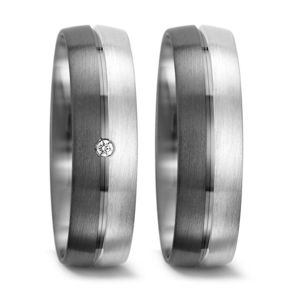 obrączka partnerska złoto białe 375/9 K, pallad 500 Diament 0.01 ct, tw-vsi