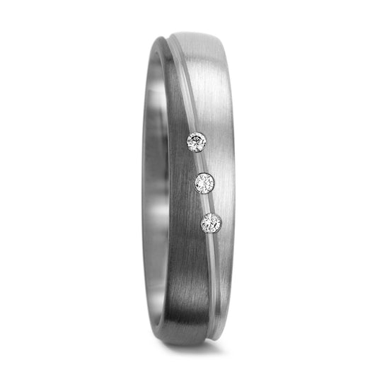 obrączka partnerska pallad 500, złoto białe 375/9 K Diament 0.045 ct, 3 kamienie, tw-vsi