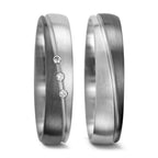 obrączka partnerska pallad 500, złoto białe 375/9 K Diament 0.045 ct, 3 kamienie, tw-vsi