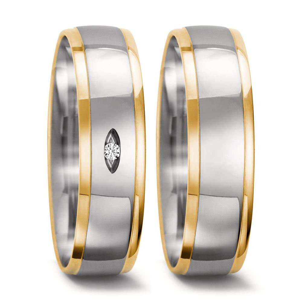 obrączka partnerska złoto białe 750/18 K, złoto żółte 750/18 K