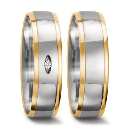 obrączka partnerska złoto białe 750/18 K, złoto żółte 750/18 K