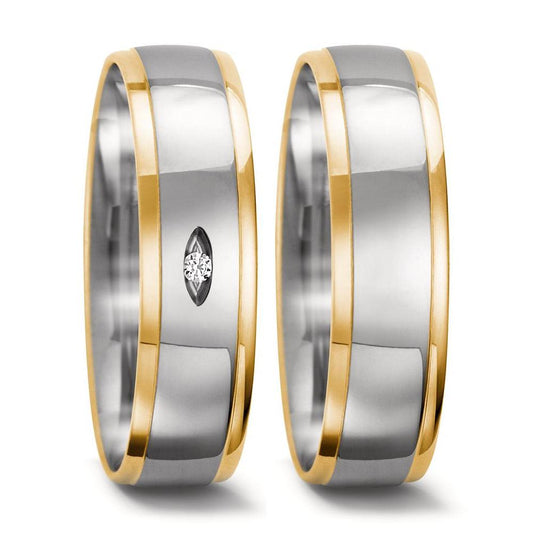 obrączka partnerska złoto białe 750/18 K, złoto żółte 750/18 K