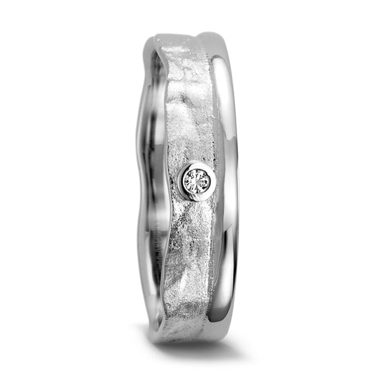 obrączka partnerska złoto białe 750/18 K Diament 0.025 ct, w-si