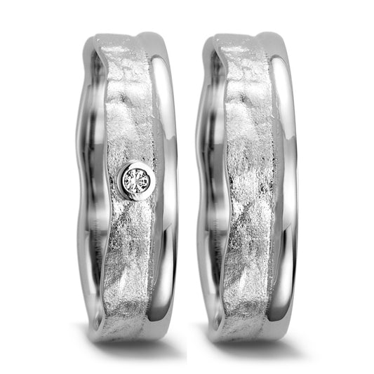obrączka partnerska złoto białe 750/18 K Diament 0.025 ct, w-si