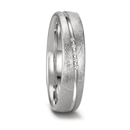 obrączka partnerska złoto białe 750/18 K Diament 0.025 ct, 5 kamienie, tw-si