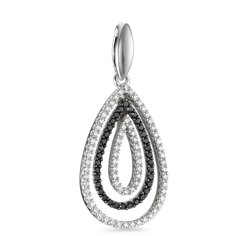 wisiorek złoto białe 750/18 K Diament czarny, 0.52 ct, 104 kamienie, [Brillant], tw-vsi