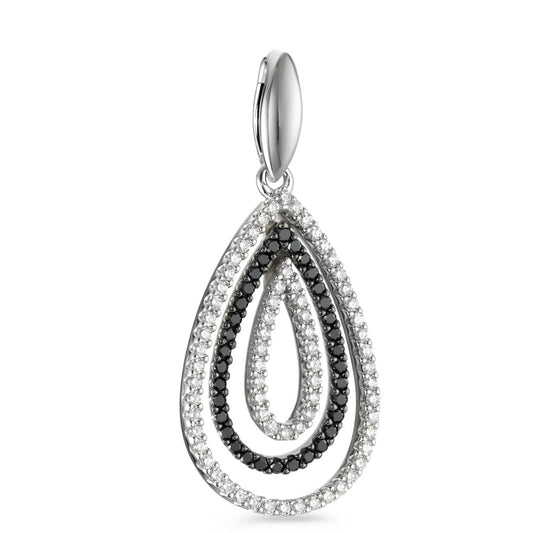 wisiorek złoto białe 750/18 K Diament czarny, 0.52 ct, 104 kamienie, [Brillant], tw-vsi