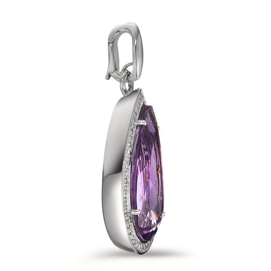 wisiorek złoto białe 750/18 K Ametyst fioletowy, 52 kamienie, [Brillant], tw-vsi