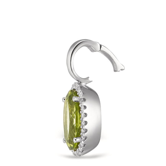 wisiorek złoto białe 750/18 K Perydot zielony, [oval], Diament biały, 0.15 ct, 26 kamienie, tw-vsi