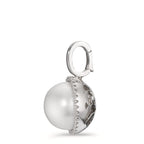 wisiorek złoto białe 750/18 K Diament biały, 0.19 ct, 32 kamienie, [Brillant], tw-vsi Perła hodowana w wodzie słodkiej biały, 12.5 mm Ø16 mm