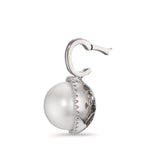 wisiorek złoto białe 750/18 K Diament biały, 0.19 ct, 32 kamienie, [Brillant], tw-vsi Perła hodowana w wodzie słodkiej biały, 12.5 mm Ø16 mm