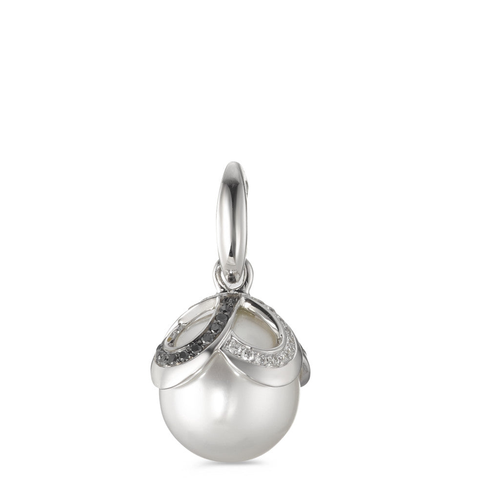 wisiorek złoto białe 750/18 K Diament czarny, 0.28 ct, 46 kamienie, [Brillant], tw-vsi Perła hodowana w wodzie słodkiej biały, 12 mm Ø14 mm