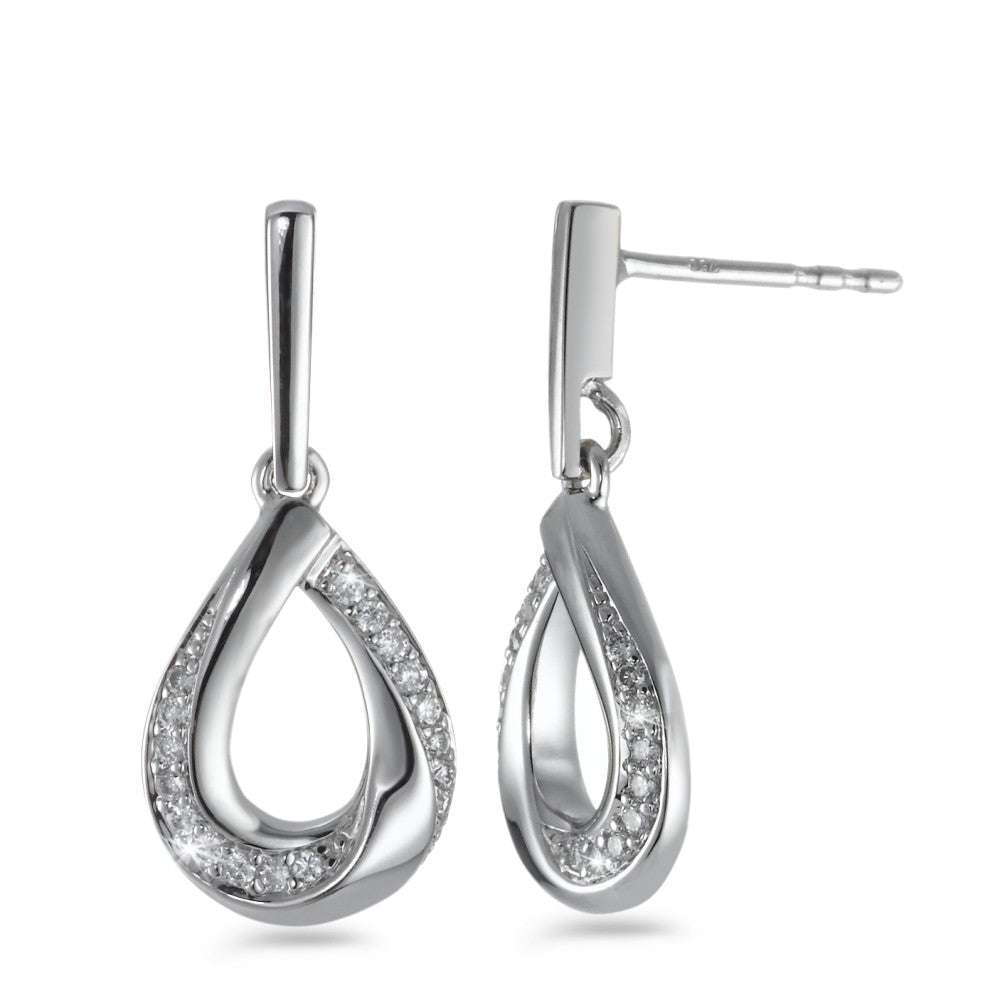 kolczyki wiszące złoto białe 750/18 K Diament biały, 0.16 ct, 34 kamienie, [Brillant], w-si