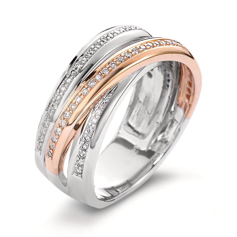 pierścionek złoto białe 750/18 K, złoto czerwone 750/18 K Diament biały, 0.30 ct, 79 kamienie, [Brillant], w-si