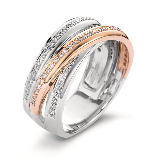 pierścionek złoto białe 750/18 K, złoto czerwone 750/18 K Diament biały, 0.30 ct, 79 kamienie, [Brillant], w-si