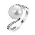 pierścionek złoto białe 750/18 K Diament biały, 0.15 ct, 22 kamienie, [Brillant], w-si Perła hodowana w wodzie słodkiej, 22 Perły, 9.5 mm