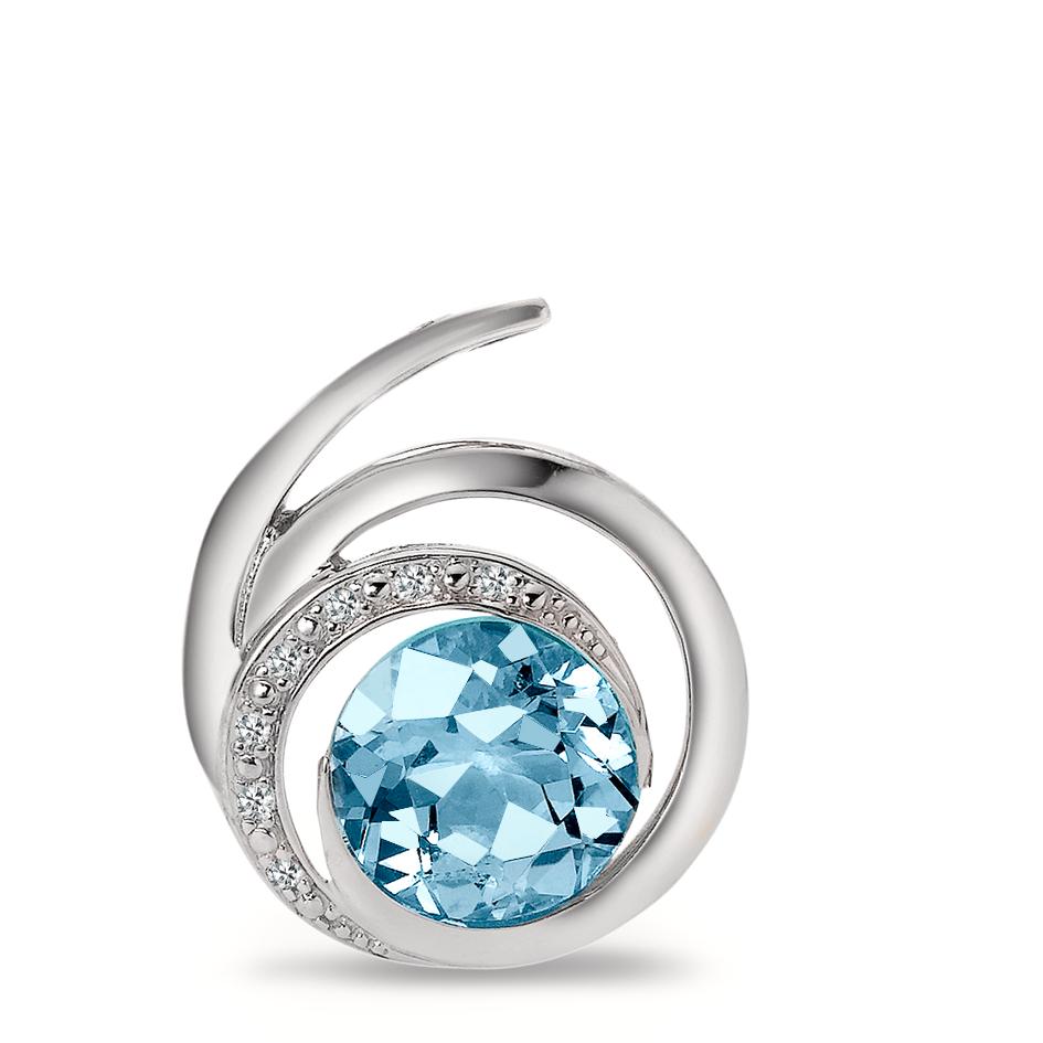wisiorek złoto białe 750/18 K Topaz niebieski, Diament 0.035 ct, 6 kamienie, [Brillant], w-si