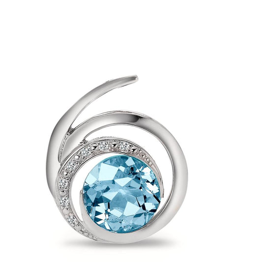 wisiorek złoto białe 750/18 K Topaz niebieski, Diament 0.035 ct, 6 kamienie, [Brillant], w-si