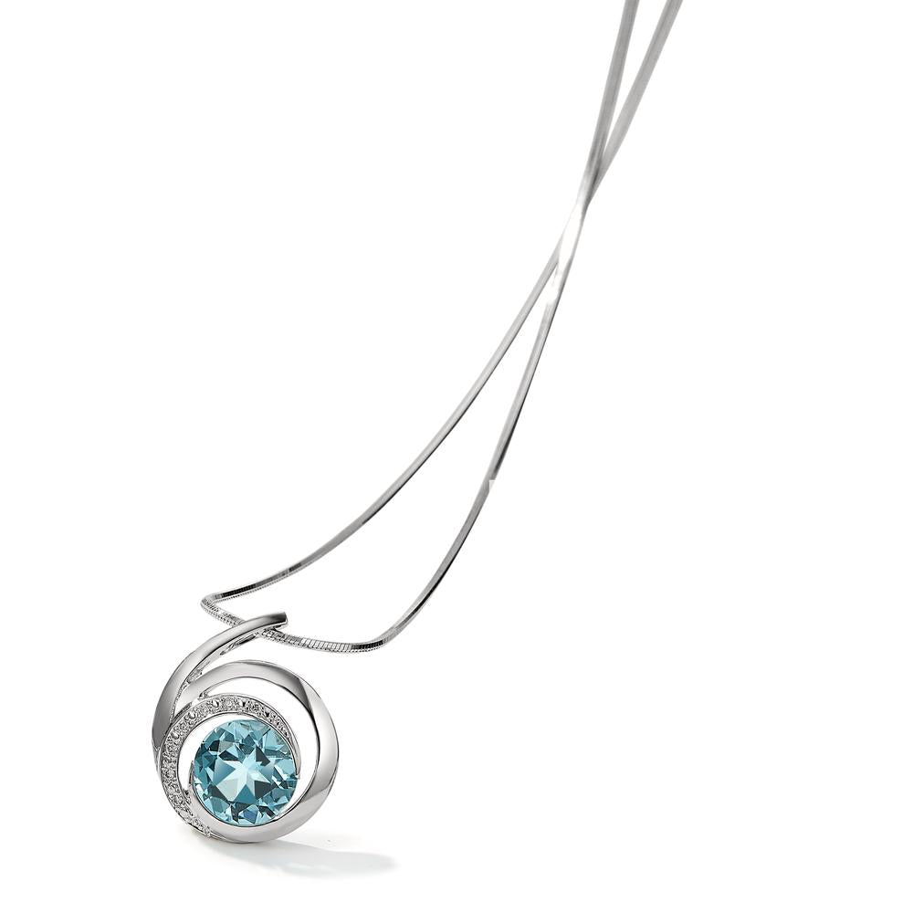wisiorek złoto białe 750/18 K Topaz niebieski, Diament 0.035 ct, 6 kamienie, [Brillant], w-si