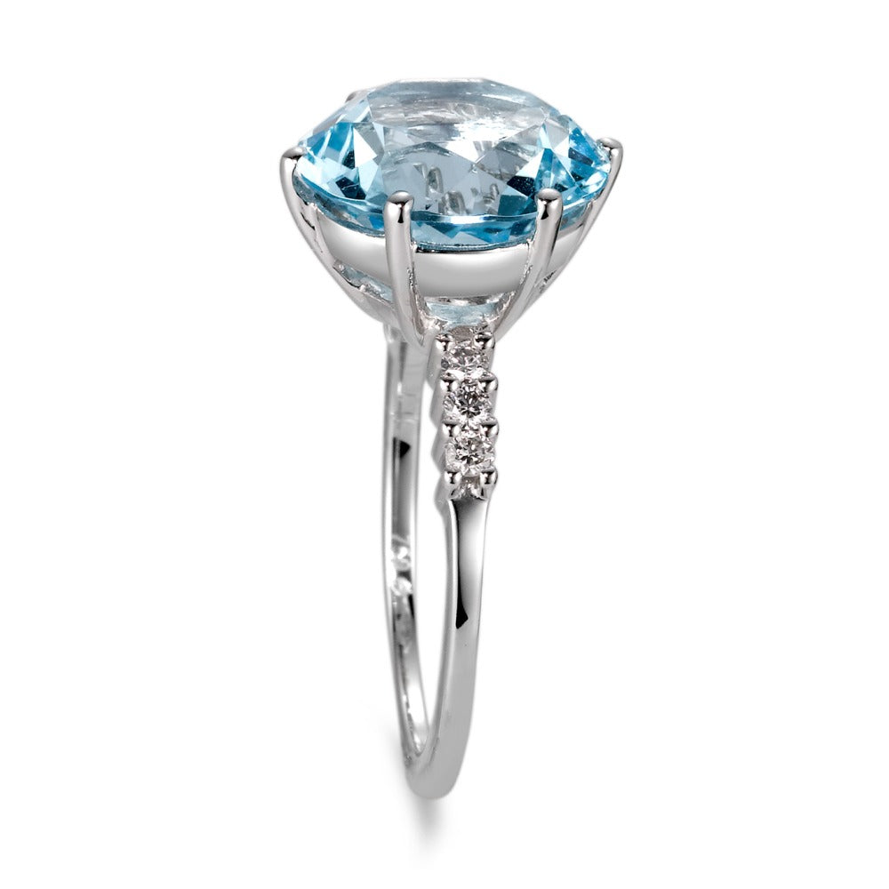pierścionek złoto białe 750/18 K Topaz niebieski, 0.12 ct, 6 kamienie, [Brillant], w-si