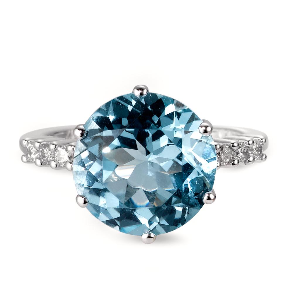 pierścionek złoto białe 750/18 K Topaz niebieski, 0.12 ct, 6 kamienie, [Brillant], w-si