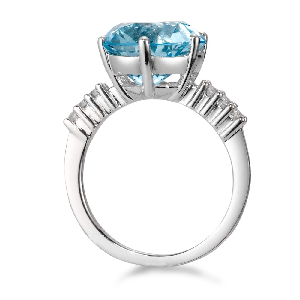 pierścionek złoto białe 750/18 K Topaz niebieski, 0.12 ct, 6 kamienie, [Brillant], w-si