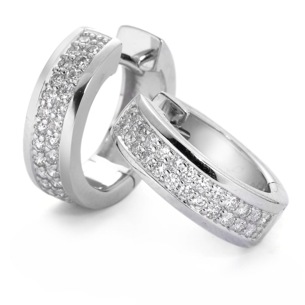 kolczyki koła zatrzaskowe złoto białe 750/18 K Diament biały, 0.50 ct, 50 kamienie, [Brillant], w-si